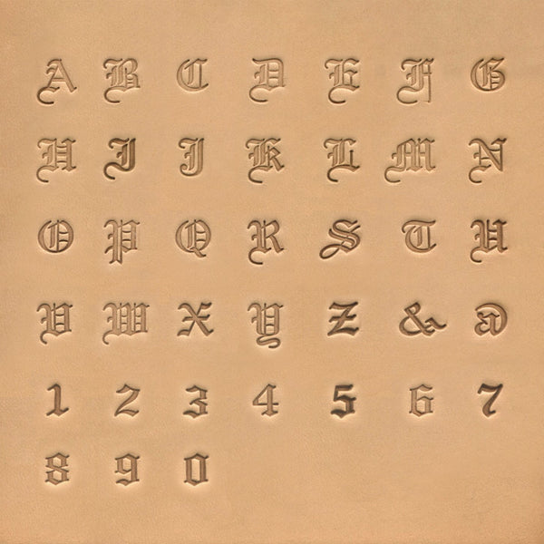 1/4" (6,35mm) Old English isot kirjaimet, symbolit ja numerot